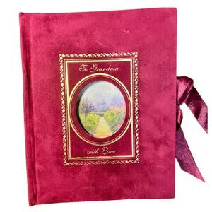 To Grandma With Love Velvet Memory Book Photo Album Keepsake Journal Burgundy